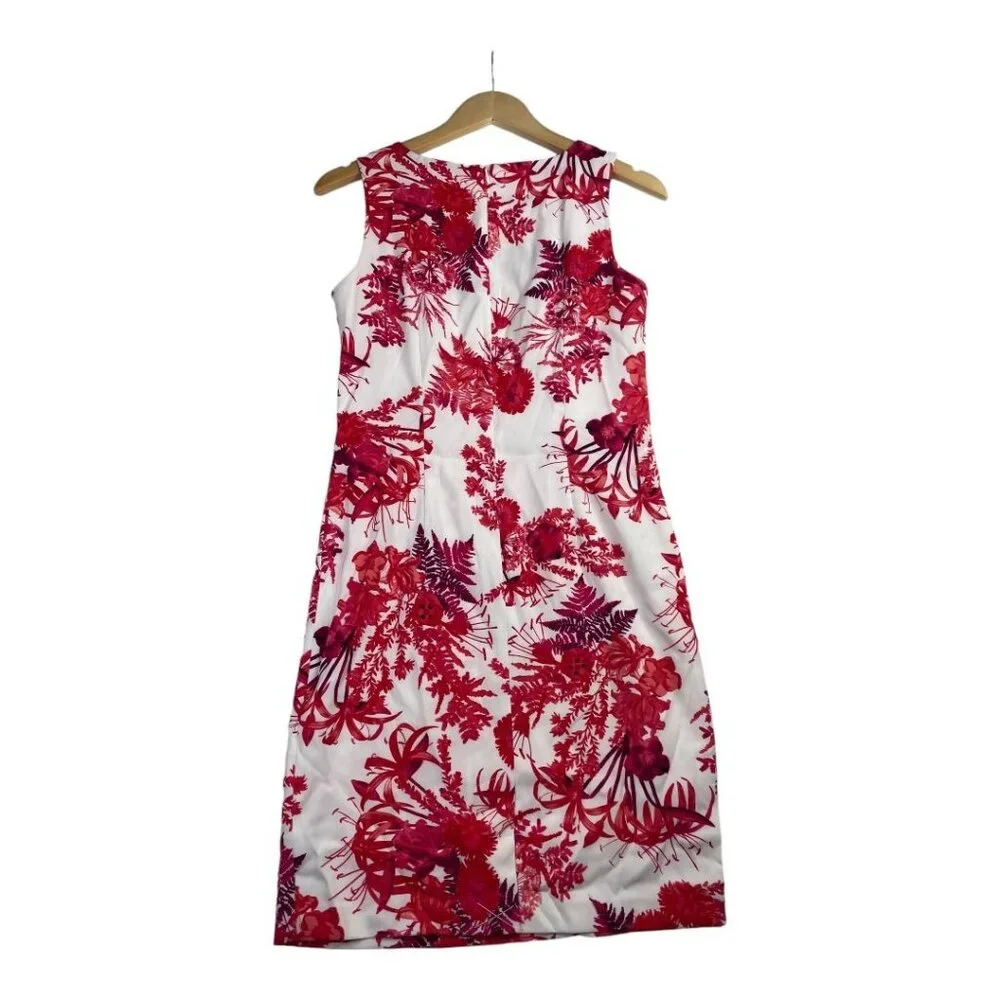 New Mario Serrani Floral‎ Print Sleeveless Dress size 4 Red/White